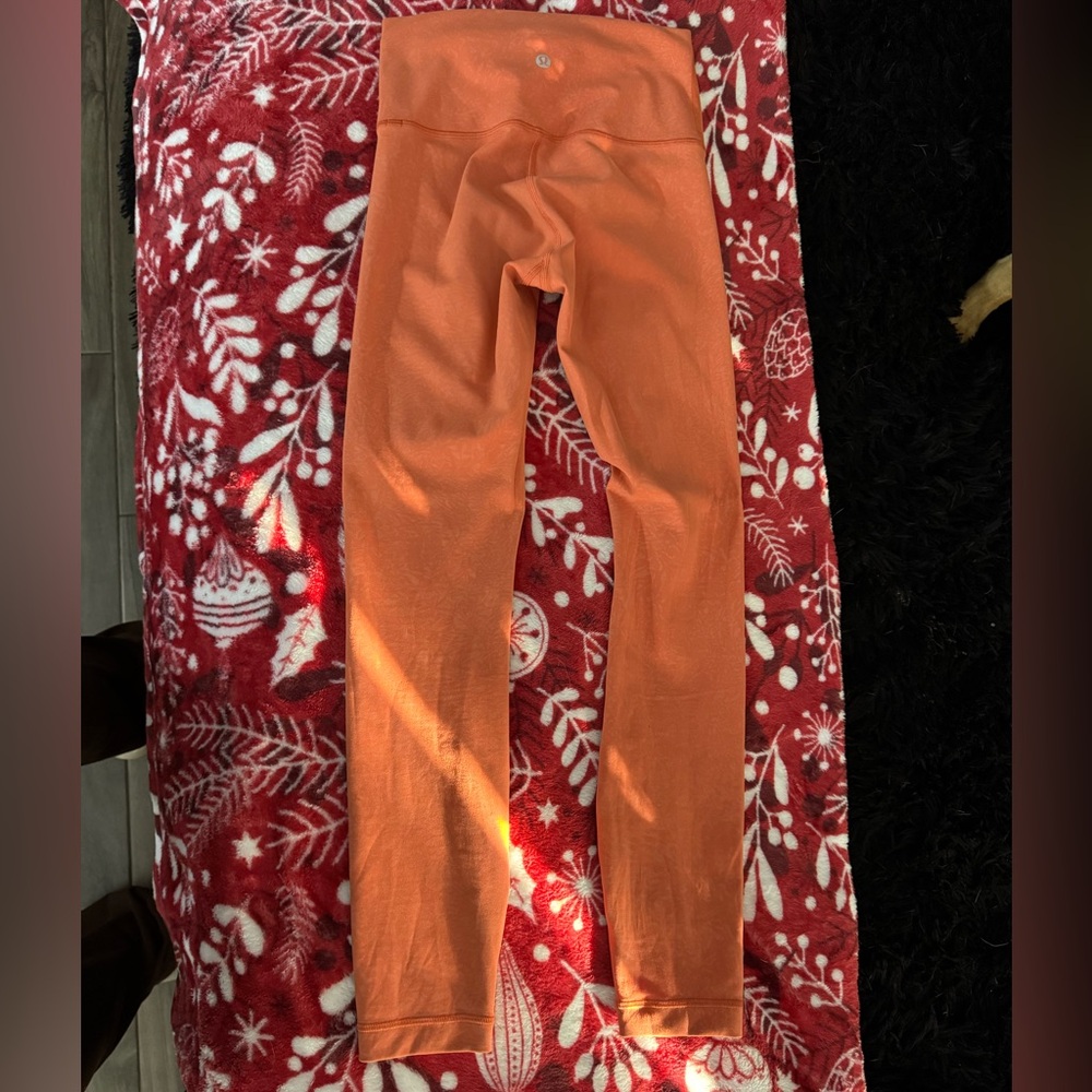 orange lululemon wunder train leggings